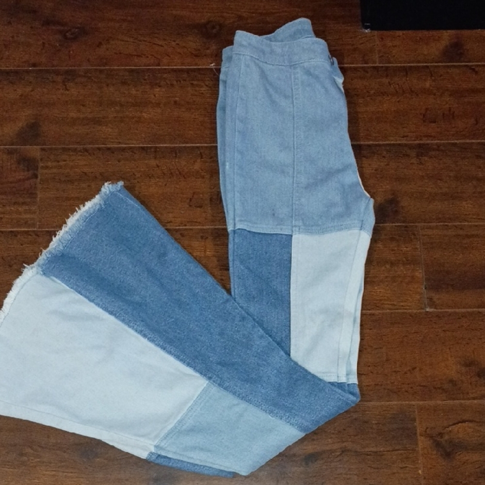 Altar'd Color Block Jeans Bell bottom